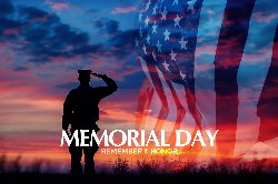 silhouette of soldier saluting the flag for memorial day