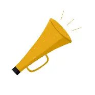 Yellow horn with sounds coming out